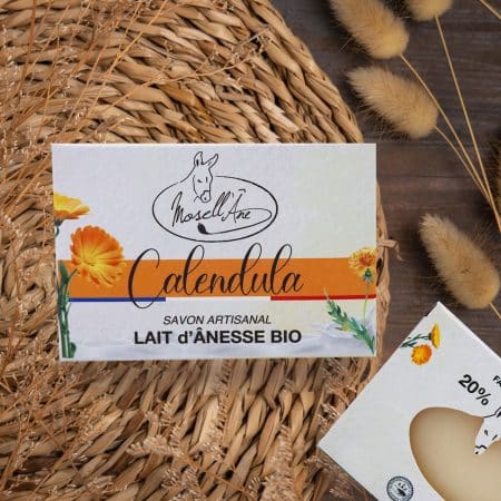 Mosell'âne - Fabrication de Cosmétiques au lait d'ânesses BIO Savon lait d'ânesse BIO au Calendula - Mosell'Âne 130gr